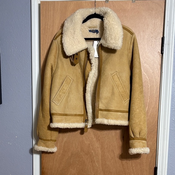 Ralph Lauren Jackets & Blazers - BRAND NEW NEVER WORN with tags Ralph Lauren Tan Shearling Women's Bomber Jacket